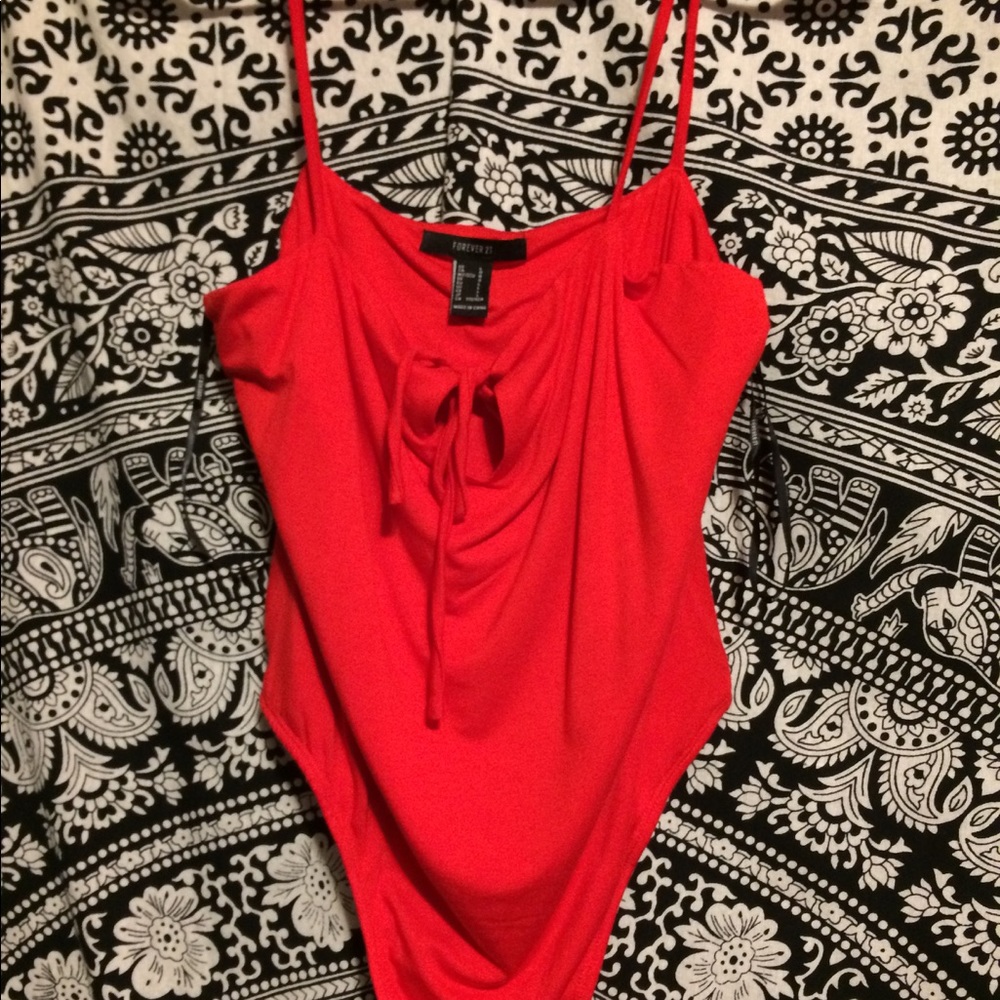 Red thong bodysuit